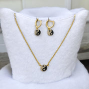 Gold-Plated, Sterling Silver, Zircon, Yin Yang, Necklace, Earrings, Set, Perfect Gift, Spiritual Jewelry