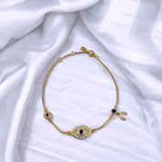 Gold-Plated, Sterling Silver, Bracelet, Lobster Clasp, Zircon, Evil Eye, Horseshoe, Protection Jewelry