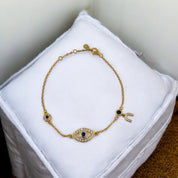 Gold-Plated, Sterling Silver, Bracelet, Lobster Clasp, Zircon, Evil Eye, Horseshoe, Protection Jewelry