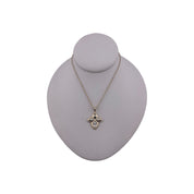 Brass, Rhodium Finish, Zircon, Mother of Pearl, Heart Clover, Pendant, Necklace