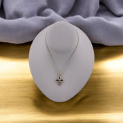 Brass, Rhodium Finish, Zircon, Mother of Pearl, Heart Clover, Pendant, Necklace