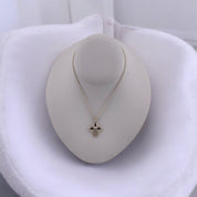 Brass, Rhodium Finish, Zircon, Mother of Pearl, Heart Clover, Pendant, Necklace