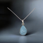 Sterling Silver, Larimar, Oval Stone, Pendant, Necklace, Earrings, Set