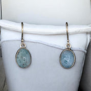 Sterling Silver, Larimar, Oval Stone, Pendant, Necklace, Earrings, Set