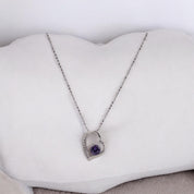 Sterling Silver, Zircon, Irregular, Heart, Purple, Pendant, Necklace