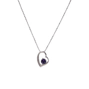 Sterling Silver, Zircon, Irregular, Heart, Purple, Pendant, Necklace