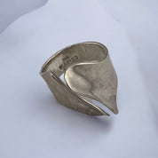 Sterling Silver, Ring, Smooth, Hammered Finish, Open, Modernist Style, Timeless