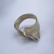 Sterling Silver, Ring, Smooth, Hammered Finish, Open, Modernist Style, Timeless