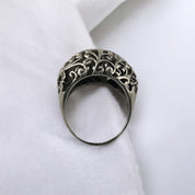 Sterling Silver, Ring, Floral, Dome, Modernist Style, Perfect Gift, Vintage Style, Boho, Gift