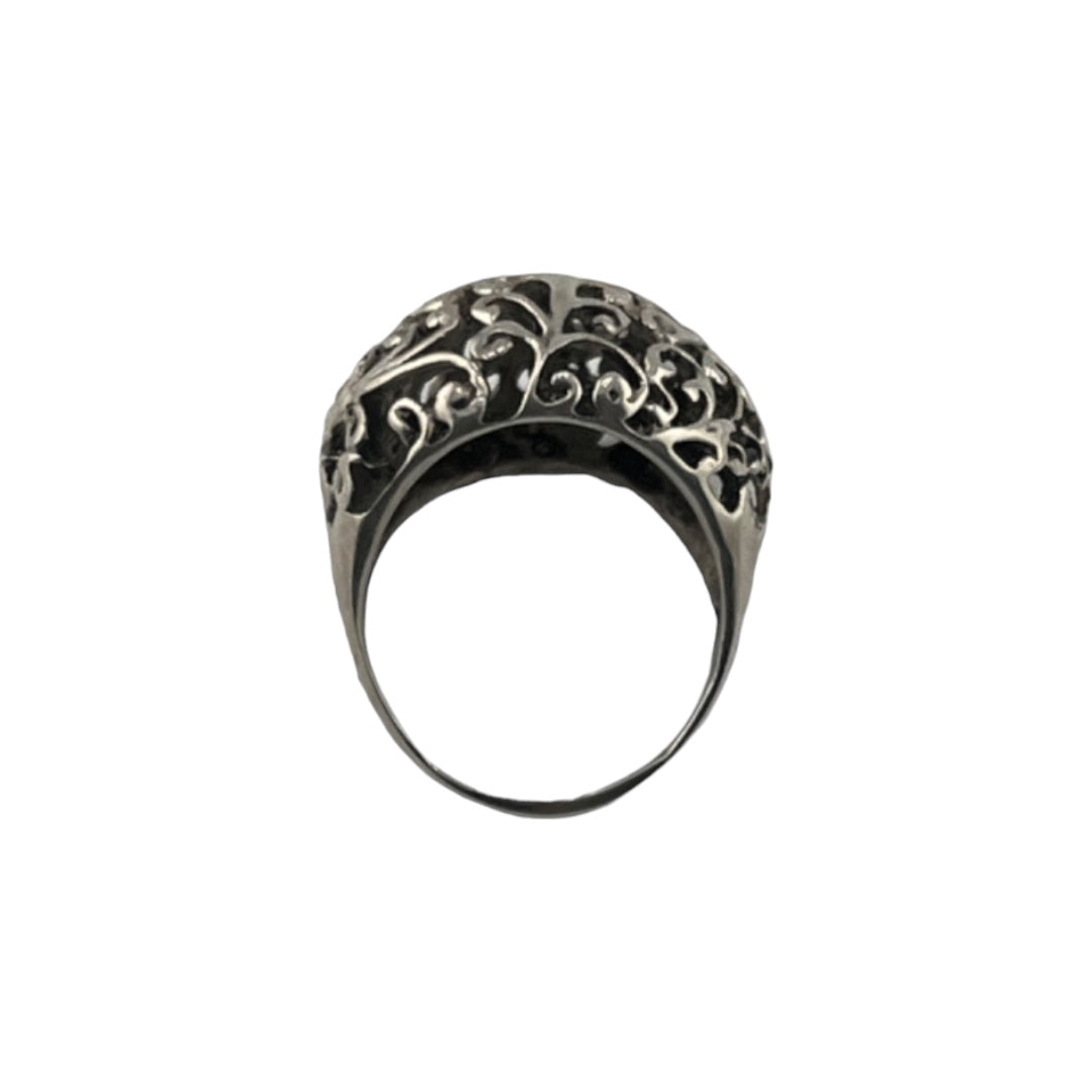 Sterling Silver, Ring, Floral, Dome, Modernist Style, Perfect Gift, Vintage Style, Boho, Gift