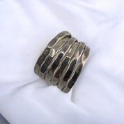 Sterling Silver, Ring, Multi-Band, Hammered Finish, Modernist Style, Perfect Gift