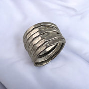 Sterling Silver, Ring, Multi-Band, Hammered Finish, Modernist Style, Perfect Gift