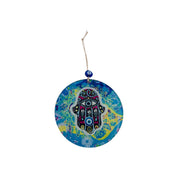 Handmade Multi-Colored Glass Hamsa Evil Eye Wall Hanging with Layered Design