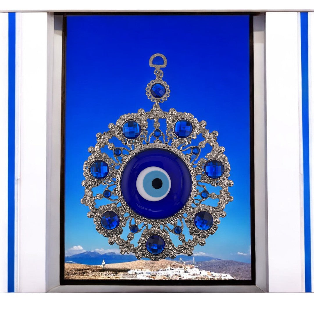 Evil Eye, Silver, Blue, Wall Ornament, Home Protection, Talisman