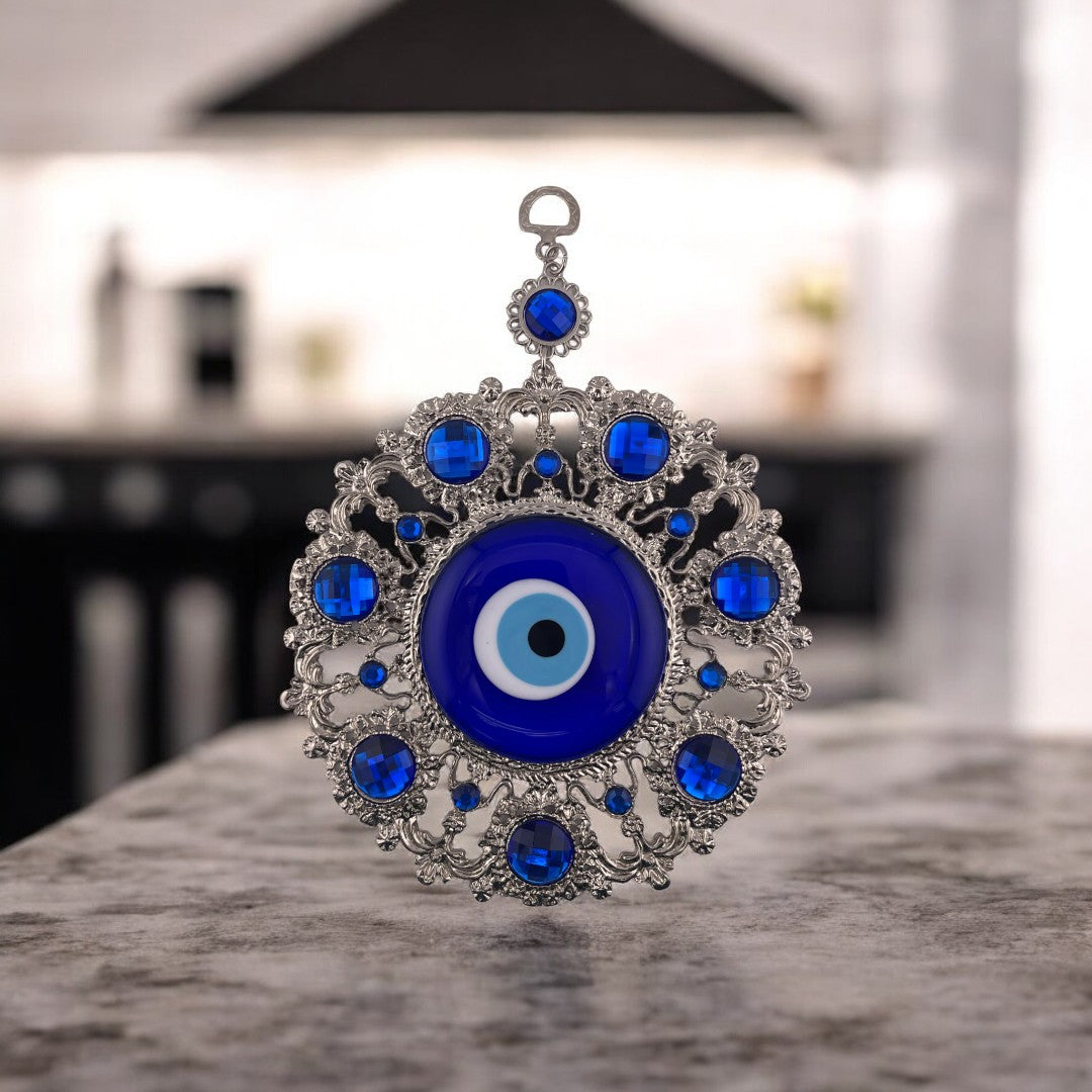 Evil Eye, Silver, Blue, Wall Ornament, Home Protection, Talisman