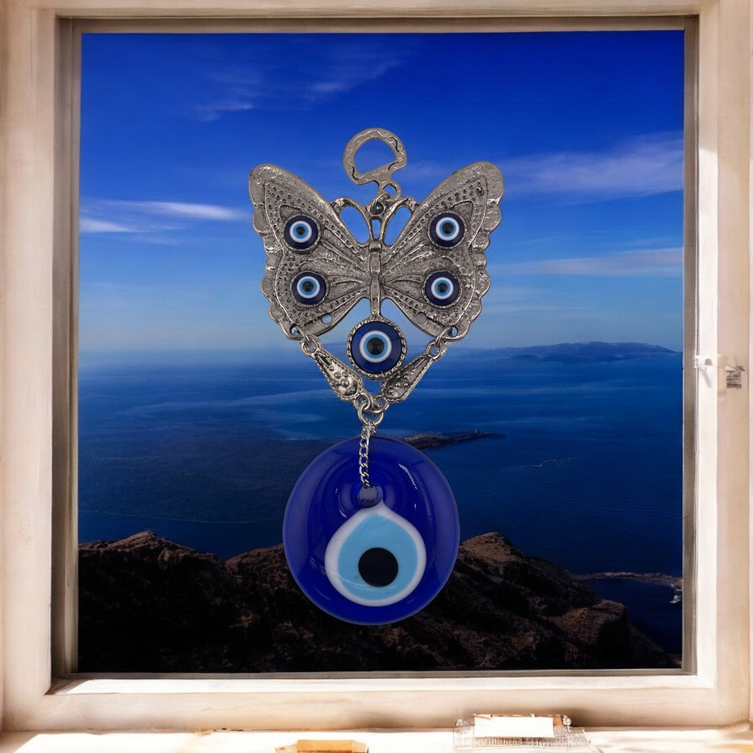 Silver, Butterfly, Evil Eye, Large Evil Eye, Wall Ornament, Talisman