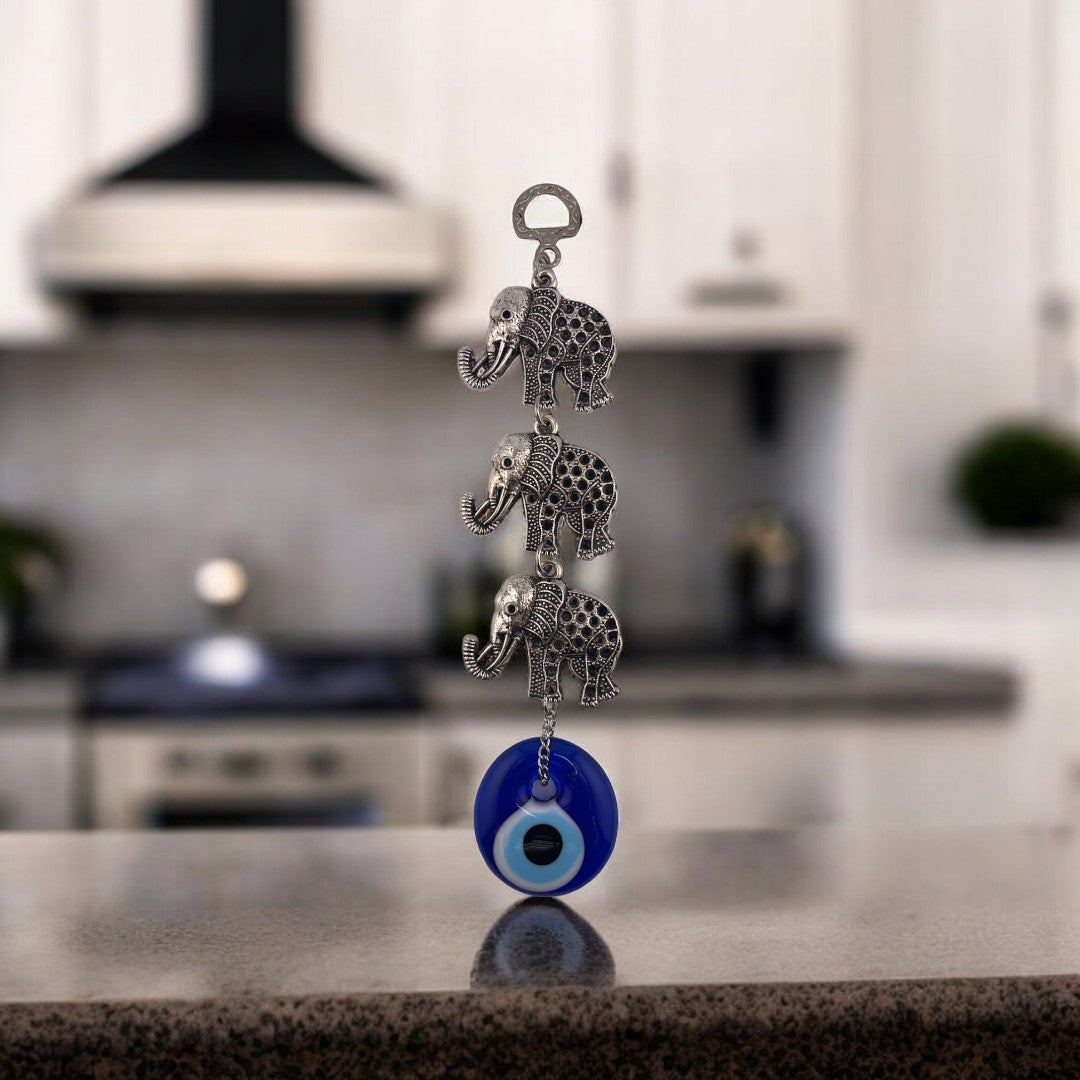 Silver, Elephant, Evil Eye, Wall Ornament, Talisman