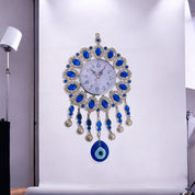 Extra Large, Silver, Evil Eye, Clock, Wall Ornament, Talisman, Home Protection