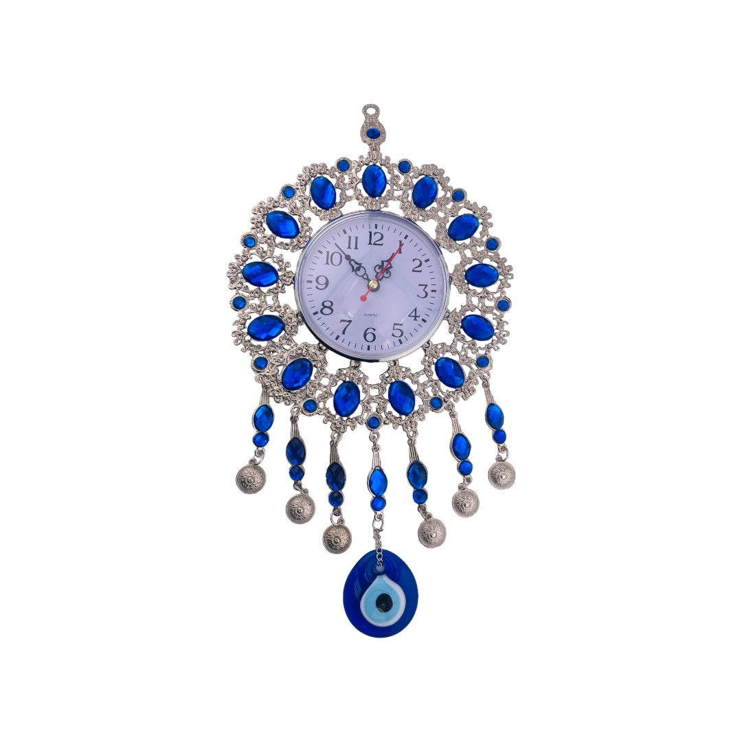 Extra Large, Silver, Evil Eye, Clock, Wall Ornament, Talisman, Home Protection