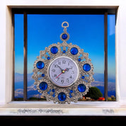 Silver, Clock, Blue Accents, Wall Ornament, Housewarming Gift