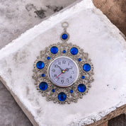 Silver, Clock, Blue Accents, Wall Ornament, Housewarming Gift