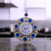 Silver, Clock, Blue Accents, Wall Ornament, Housewarming Gift