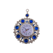 Silver, Clock, Blue Accents, Wall Ornament, Housewarming Gift