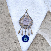 Silver, Clock, Evil Eyes, Tassels, Wall Ornament, Home Protection