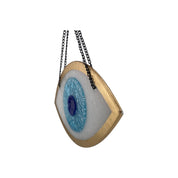 Gold, Wall Ornament, Fused Glass Home Protection, Evil Eye, White and Gold