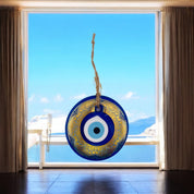 Handmade, Round, Evil Eye, Floral Pattern Glass, Wall Ornament