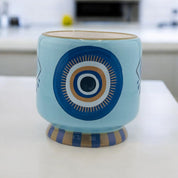 Moroccan Inspired, Evil Eye, Ceramic Candle, Hand Painted Details, Holiday Gift