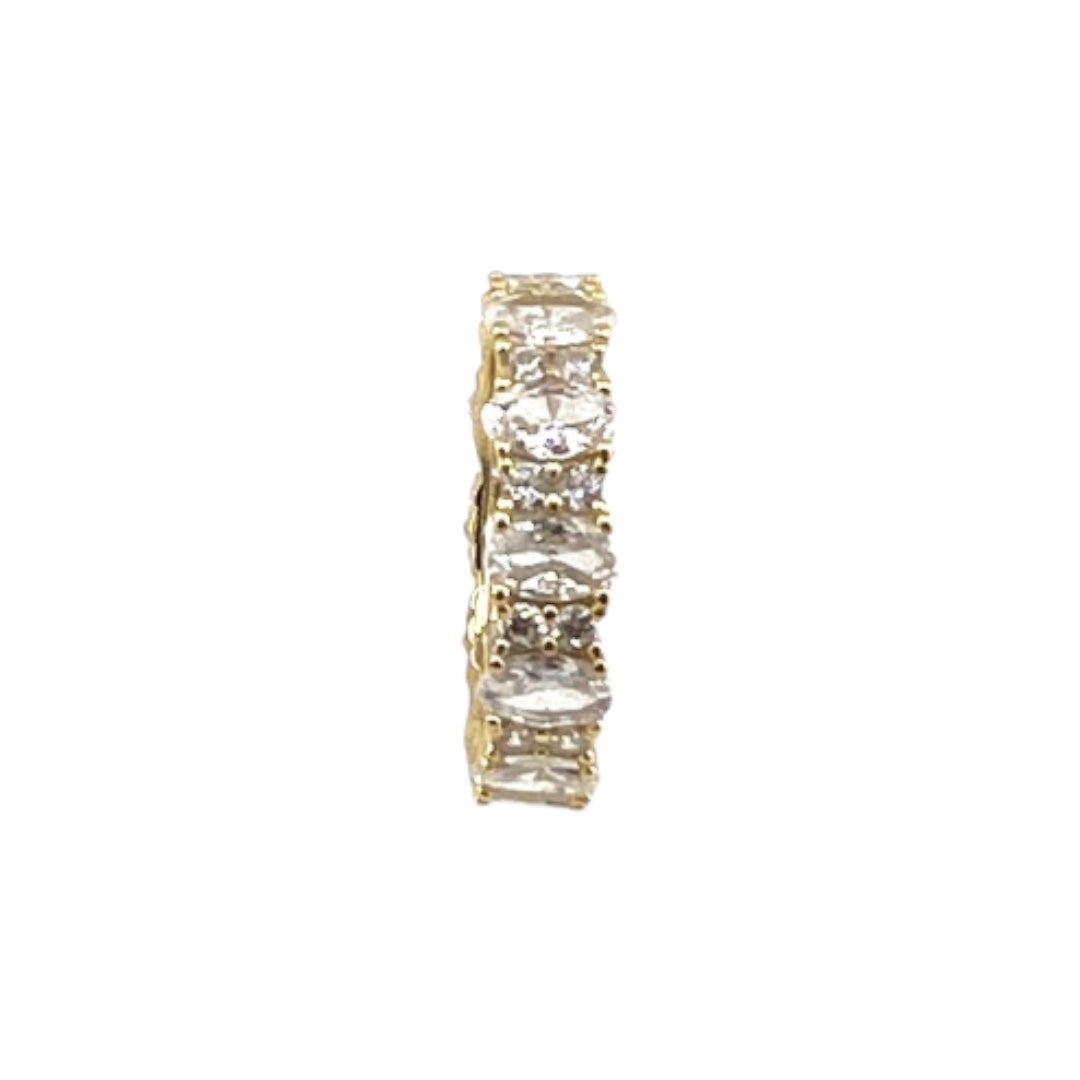 Gold-Plated, Sterling Silver, Zircon, Ring, Oval Stone, Classic Elegance