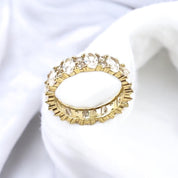 Gold-Plated, Sterling Silver, Zircon, Ring, Oval Stone, Classic Elegance