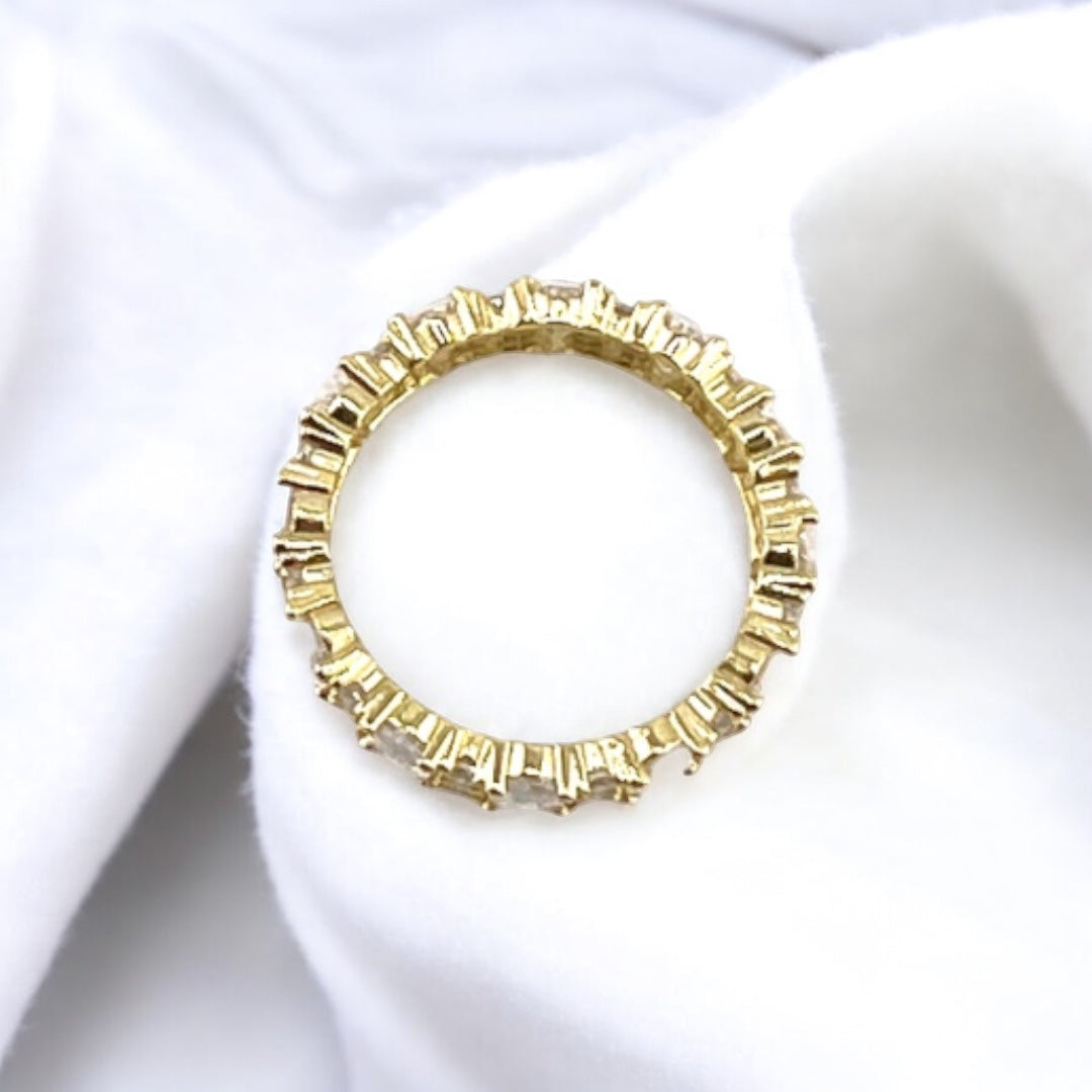 Gold-Plated, Sterling Silver, Zircon, Ring, Oval Stone, Classic Elegance