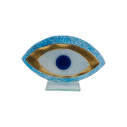 Evil Eye, Handcrafted, Light Blue Fused Glass, Bubble Glass, Table Accent Gift