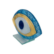 Evil Eye, Handcrafted, Light Blue Fused Glass, Bubble Glass, Table Accent Gift