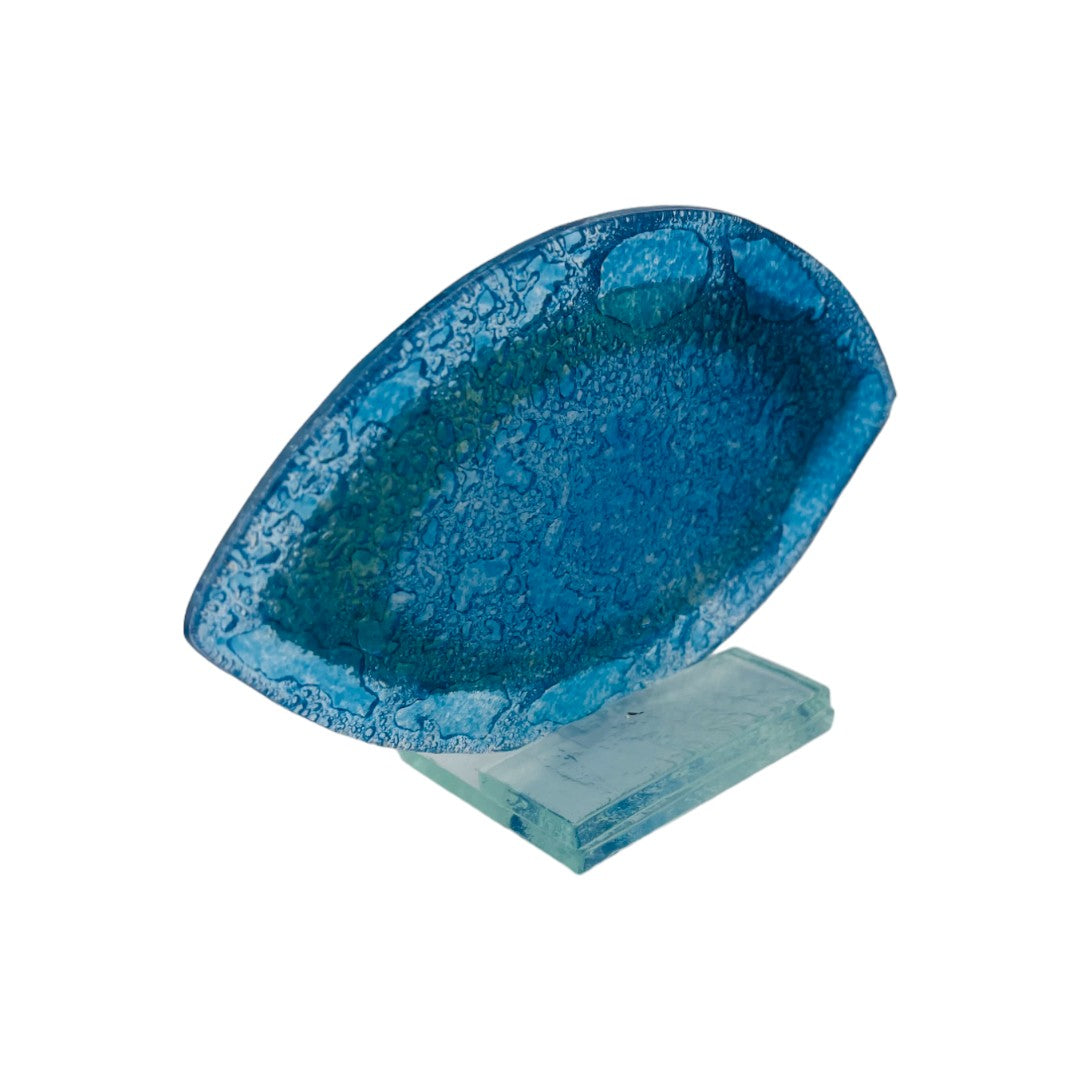 Evil Eye, Handcrafted, Light Blue Fused Glass, Bubble Glass, Table Accent Gift
