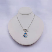 Sterling Silver, Blue Opal, Turtles, Pendant, Necklace - Oceanic Serenity