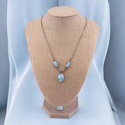 Sterling Silver, Larimar, Oval, Triple Stone, Necklace - Vintage Ocean Dreams