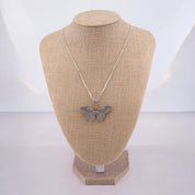 Sterling Silver, Zircon, Butterfly, Pendant, Necklace - Fluttering Elegance