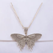 Sterling Silver, Zircon, Butterfly, Pendant, Necklace - Fluttering Elegance