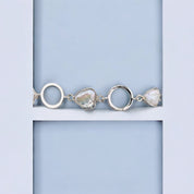 Coastal Serenity, Irregular Freshwater Pearl, Circle Link, Bracelet, Sterling Silver, Gift for her