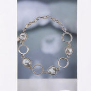 Coastal Serenity, Irregular Freshwater Pearl, Circle Link, Bracelet, Sterling Silver, Gift for her