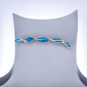 Sterling Silver, Blue Opal, Oval Link, Bracelet - Ocean's Embrace