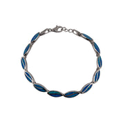 Sterling Silver, Blue Opal, Oval Link, Bracelet - Ocean's Embrace