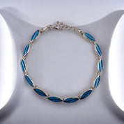 Sterling Silver, Blue Opal, Oval Link, Bracelet - Ocean's Embrace