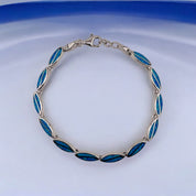 Sterling Silver, Blue Opal, Oval Link, Bracelet - Ocean's Embrace