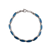 Sterling Silver, Blue Opal, Oval Link, Bracelet - Ocean's Embrace