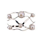 Sterling Silver, Freshwater Pearls, Wide Cuff, Bracelet - Wide Pearl Radiance