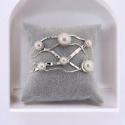 Sterling Silver, Freshwater Pearls, Wide Cuff, Bracelet - Wide Pearl Radiance